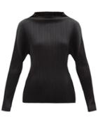 Pleats Please Issey Miyake - High-neck Technical-pleated Jersey Top - Womens - Black