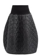 Vaquera - High-rise Diamond-quiled Shell Midi Skirt - Womens - Black