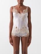 Carine Gilson - Lace-trimmed Silk-satin Cami Top - Womens - Light Pink