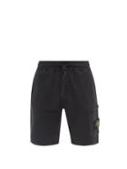 Mens Rtw Stone Island - Logo-patch Garment-dyed Cotton-jersey Shorts - Mens - Black