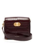 Matchesfashion.com Alexander Mcqueen - Box 21 Crocodile Effect Leather Cross Body Bag - Womens - Burgundy