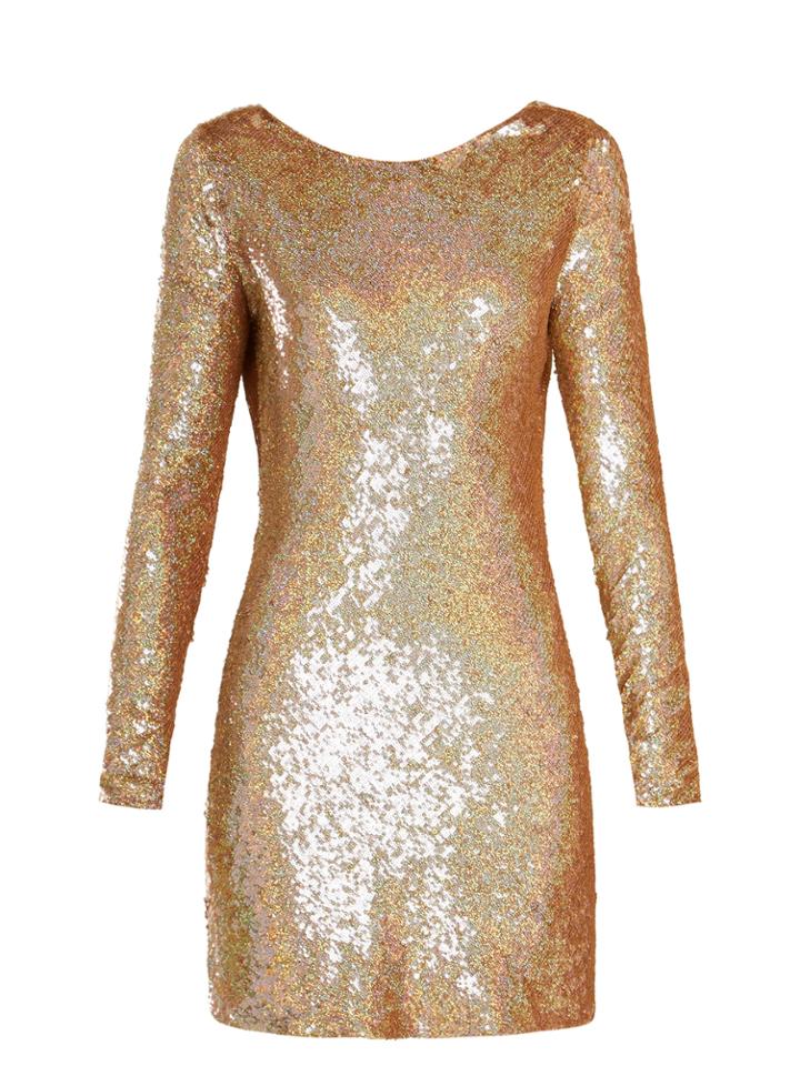 Ashish Cowl-back Sequin-embellished Long-sleeved Dress