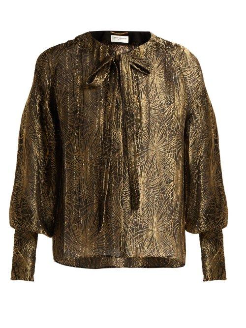 Matchesfashion.com Saint Laurent - Firework Jacquard Lam Blouse - Womens - Black Gold