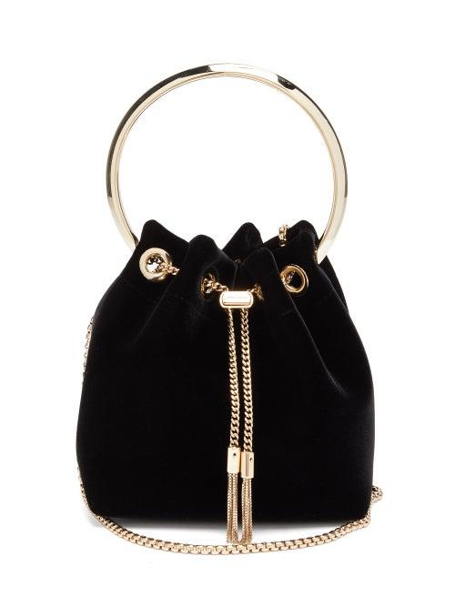 Matchesfashion.com Jimmy Choo - Bon Bon Velvet Clutch Bag - Womens - Black