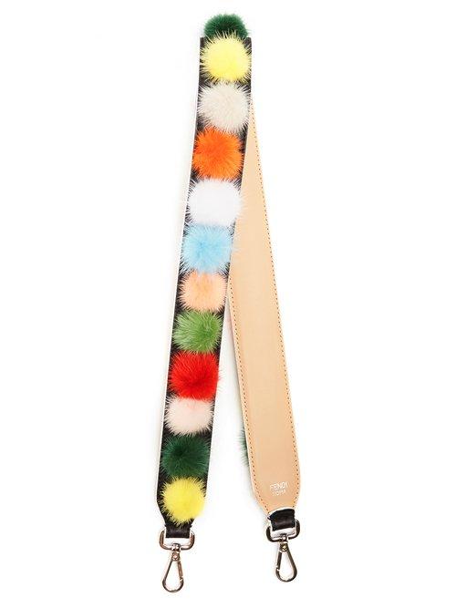 Matchesfashion.com Fendi - Strap You Pompom Leather Bag Strap - Womens - Multi