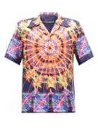 Dolce & Gabbana - Illumination-print Silk Short-sleeved Shirt - Mens - Purple Multi