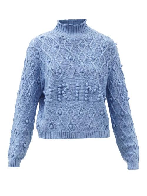 Shrimps - Cornelia Bobble-logo Merino-blend Sweater - Womens - Blue
