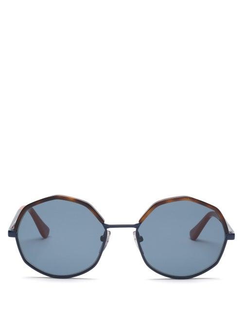 Matchesfashion.com Marni - Round Acetate And Metal Sunglasses - Mens - Brown