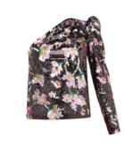 Matchesfashion.com Self-portrait - One Shoulder Sequin Floral Velvet Top - Womens - Black Multi