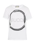 Matchesfashion.com Gucci - Snake And Logo Print Cotton T Shirt - Mens - White