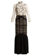 Matchesfashion.com Saloni - Isa Beaded Silk Crepe De Chine Dress - Womens - Black Multi