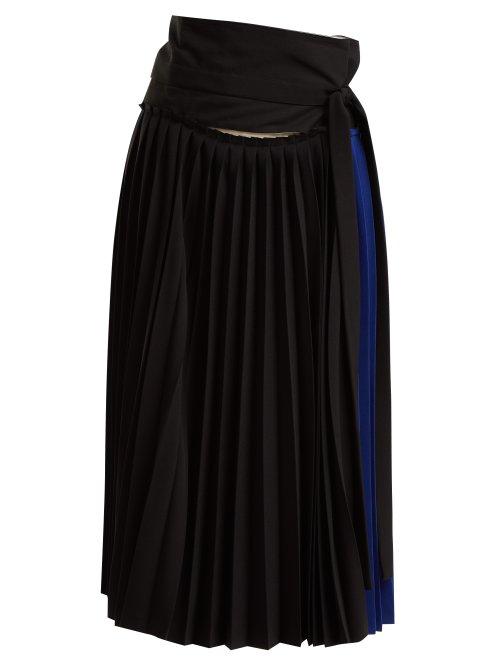 Matchesfashion.com Colville - Tie Waist Pleated Wrap Skirt - Womens - Blue Multi