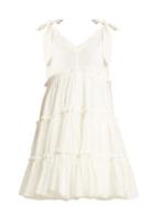 Matchesfashion.com Innika Choo - Tiered Ruffle Ramie Mini Dress - Womens - White