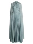 Elie Saab Halterneck Cape-detail Silk Gown