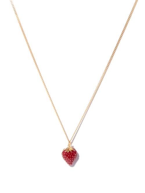 Ladies Jewellery Saint Laurent - Strawberry Pendant Necklace - Womens - Red Gold