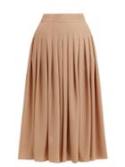 Matchesfashion.com Emilia Wickstead - Fred King Pleated Crepe Midi Skirt - Womens - Light Brown