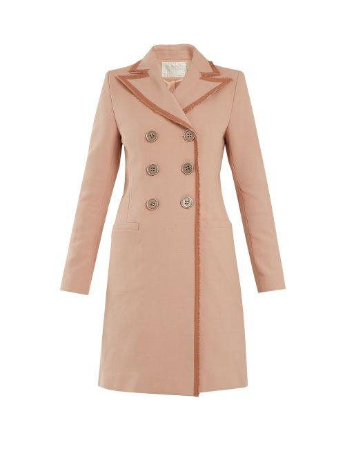 Matchesfashion.com Goat - Double Breasted Frayed Edge Cotton Coat - Womens - Pink