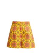 Matchesfashion.com La Doublej - Good Butt Ruote Gialle Print Cotton Blend Shorts - Womens - Yellow Print