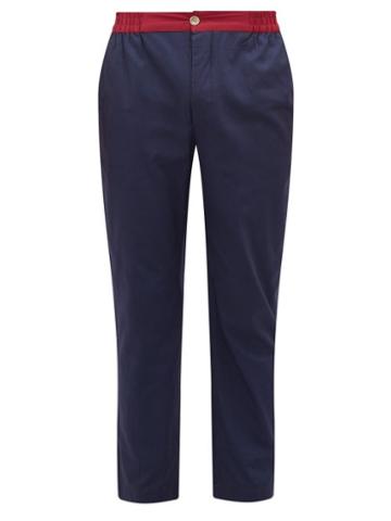 Matchesfashion.com P. Le Moult - Striped Cotton Pyjama Trousers - Mens - Navy