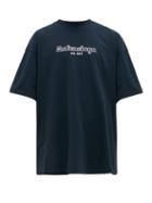 Matchesfashion.com Balenciaga - Logo Embroidered Cotton Jersey T Shirt - Mens - Navy White
