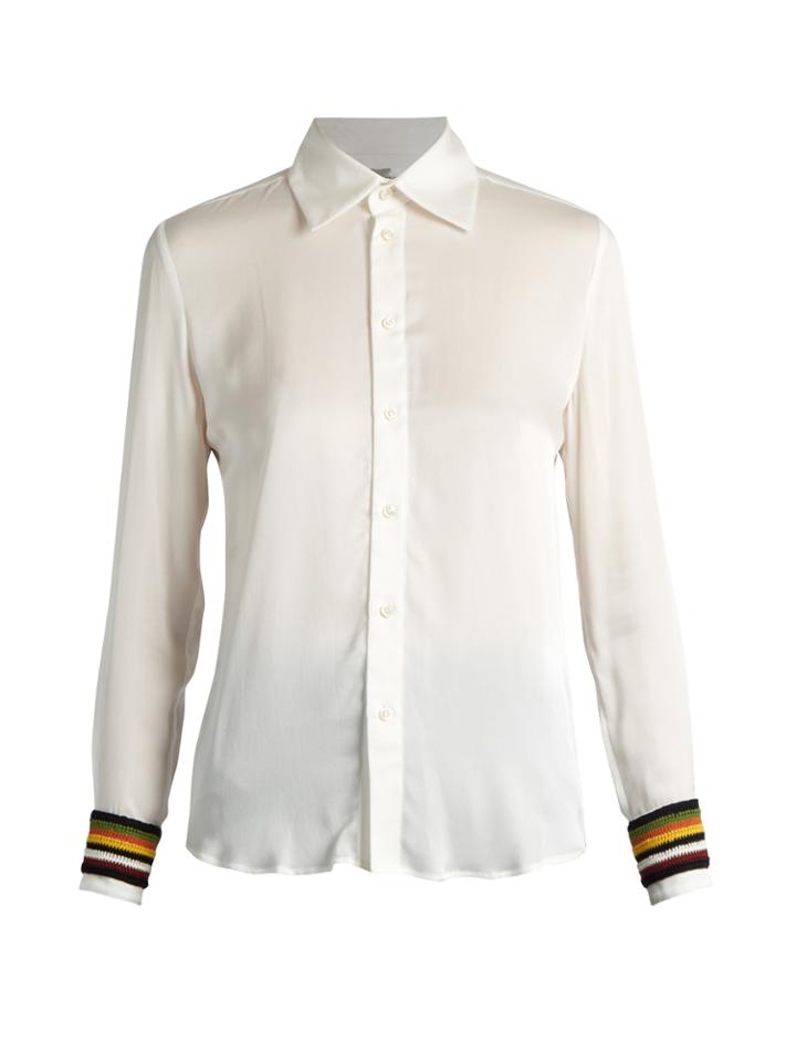 Wales Bonner Caribe Crochet-trimmed Silk-blend Shirt