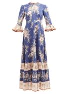 Zimmermann - Moonshine Floral-print Voile Maxi Dress - Womens - Blue Print