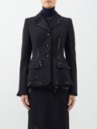 Marni - Single-breasted Frayed-edge Wool Jacket - Womens - Black