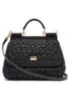 Matchesfashion.com Dolce & Gabbana - Sicily Medium Woven Raffia Bag - Womens - Black
