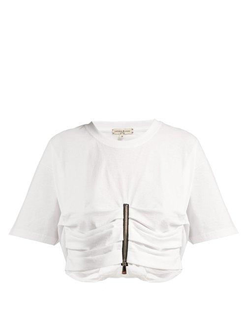 Matchesfashion.com Natasha Zinko - Zip Up Cotton Crop Top - Womens - White