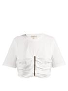Matchesfashion.com Natasha Zinko - Zip Up Cotton Crop Top - Womens - White