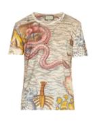 Gucci Sea Map-print Linen T-shirt