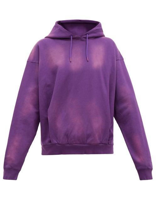 Matchesfashion.com Martine Rose - Logo Embroidered Bleached Cotton Hooded Sweatshirt - Mens - Purple