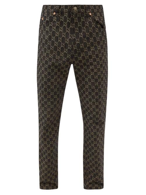 Gucci - Gg-jacquard Straight-leg Jeans - Mens - Black