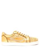 Matchesfashion.com Christian Louboutin - Seaveste Spike Embellished Low Top Trainers - Mens - Gold