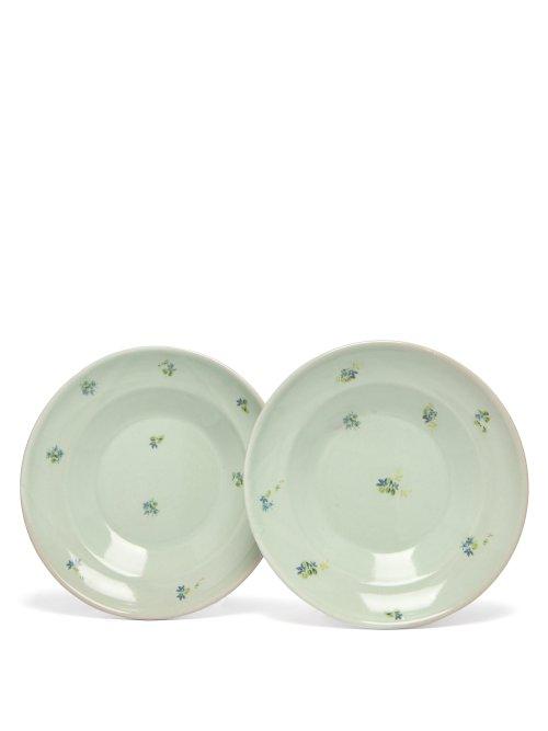 Matchesfashion.com Luisa Beccaria - X Nicola Fasano Set Of Two Floral Plates - Cream