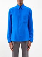 Umit Benan B+ - Patch-pocket Silk Shirt - Mens - Blue