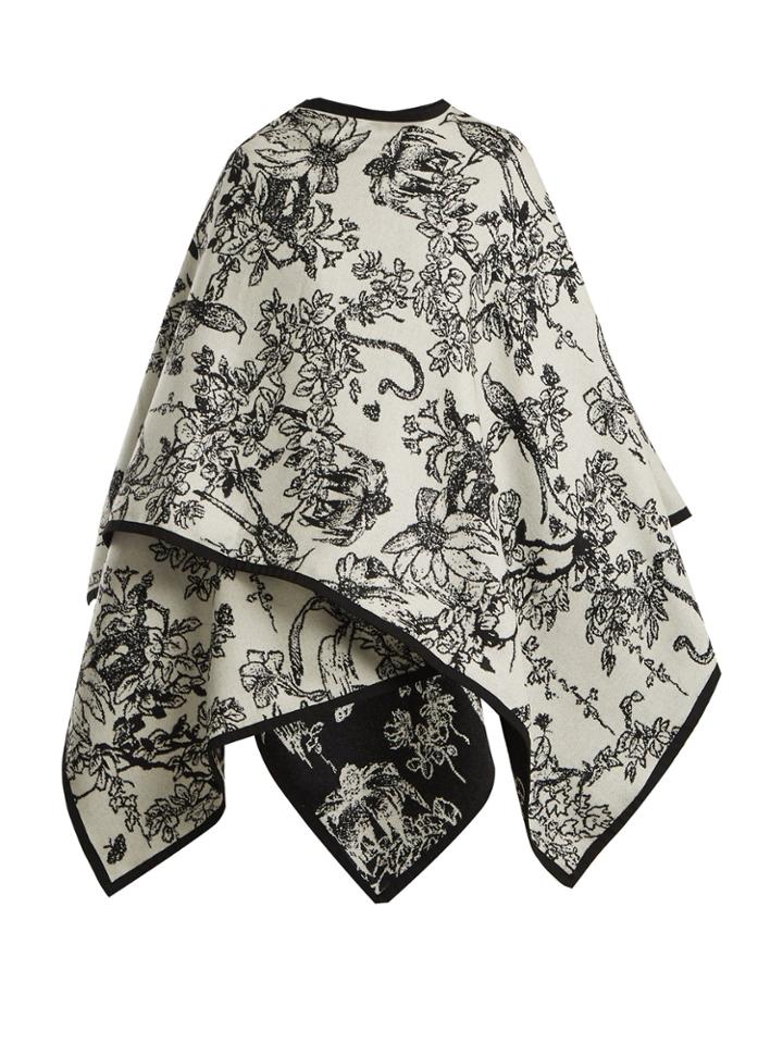 Alexander Mcqueen Bird And Floral-intarsia Wool Wrap