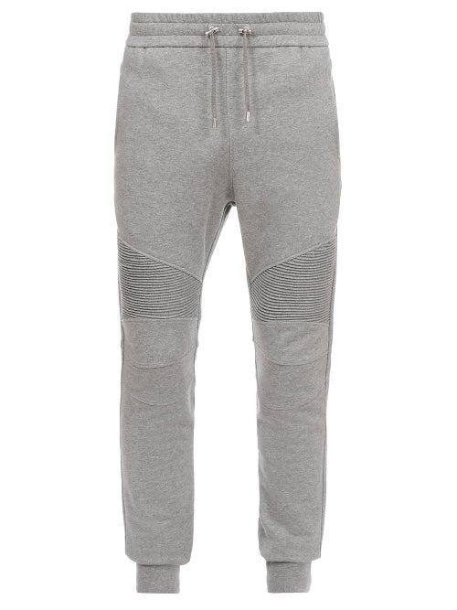 Balmain - Ribbed-panel Jersey Track Pants - Mens - Grey