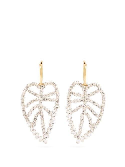 Matchesfashion.com Lizzie Fortunato - Crystal Leaf Gold Plated Earrings - Womens - Crystal