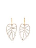 Matchesfashion.com Lizzie Fortunato - Crystal Leaf Gold Plated Earrings - Womens - Crystal