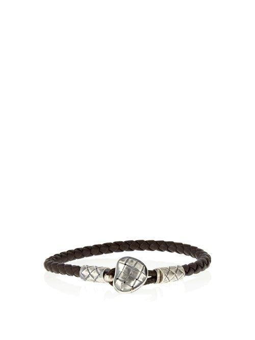 Matchesfashion.com Bottega Veneta - Intrecciato Leather Bracelet - Mens - Brown