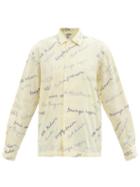 Bode - Name Tag-embroidered Linen-blend Shirt - Womens - Yellow Multi