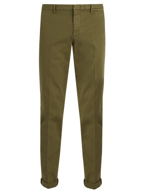 Matchesfashion.com Prada - Slim Leg Stretch Cotton Chino Trousers - Mens - Khaki