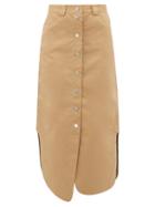 Matchesfashion.com Ganni - Button Front Cotton Blend Skirt - Womens - Beige