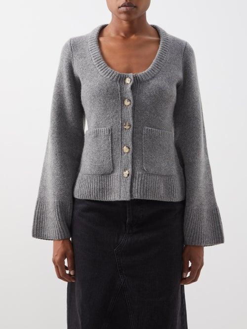 Khaite - Caro Scoop-neck Cashmere Cardigan - Womens - Grey