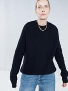 Raey - Crew Neck Wool And Cashmere-blend Ribbed Jumper - Womens - Dark Navy