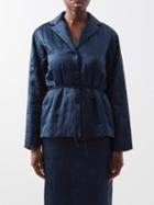 Toteme - Single-breasted Padded-satin Suit Jacket - Womens - Dark Blue
