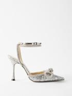 Mach & Mach - Double Bow 100 Crystal And Glitter Pumps - Womens - Silver