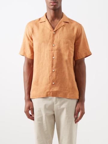 Frescobol Carioca - Angelo Cuban-collar Linen Shirt - Mens - Brown