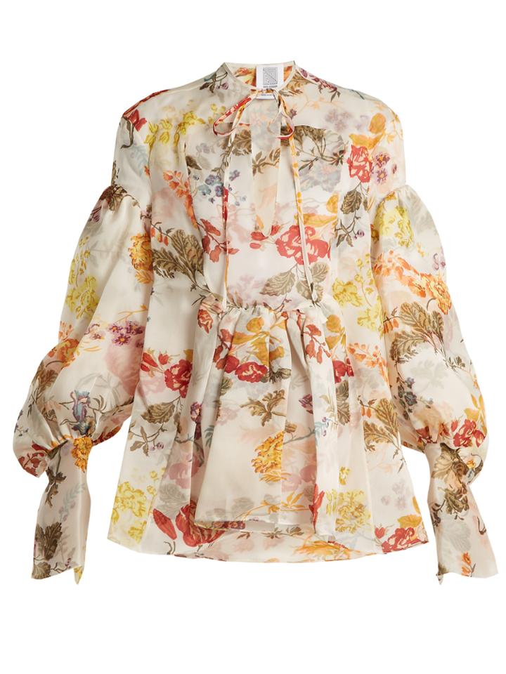 Rosie Assoulin Swash Floral-print Silk-organza Top